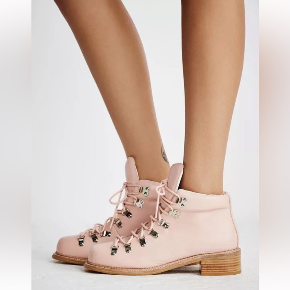 FREE PEOPLE x JEFFREY CAMPBELL PINK LEATHER Cascade Canyon Hiker boot sz 9